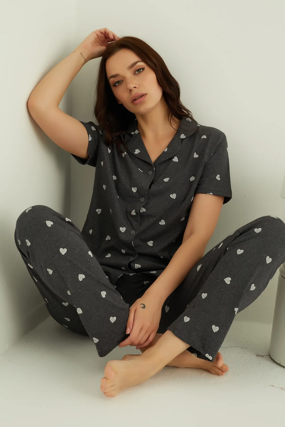 ELİTOL  Pyjama-Set aus Baumwolle mit Knöpfen