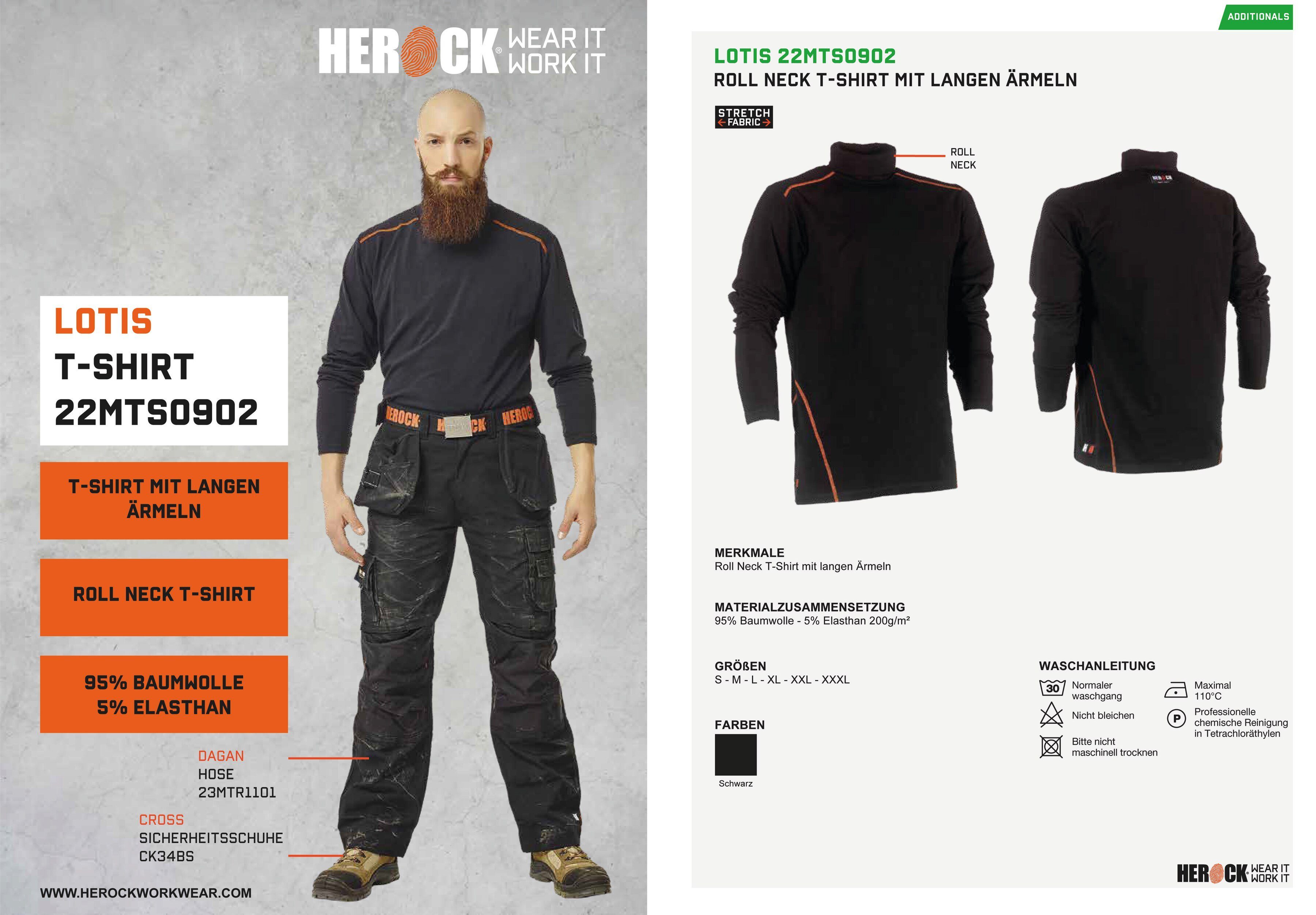 Herock Rollkragenshirt Lotis Rollkragen-T-Shirt Langärmlig Stretch, 95 % Baumwolle, angenehmes Tragegefühl