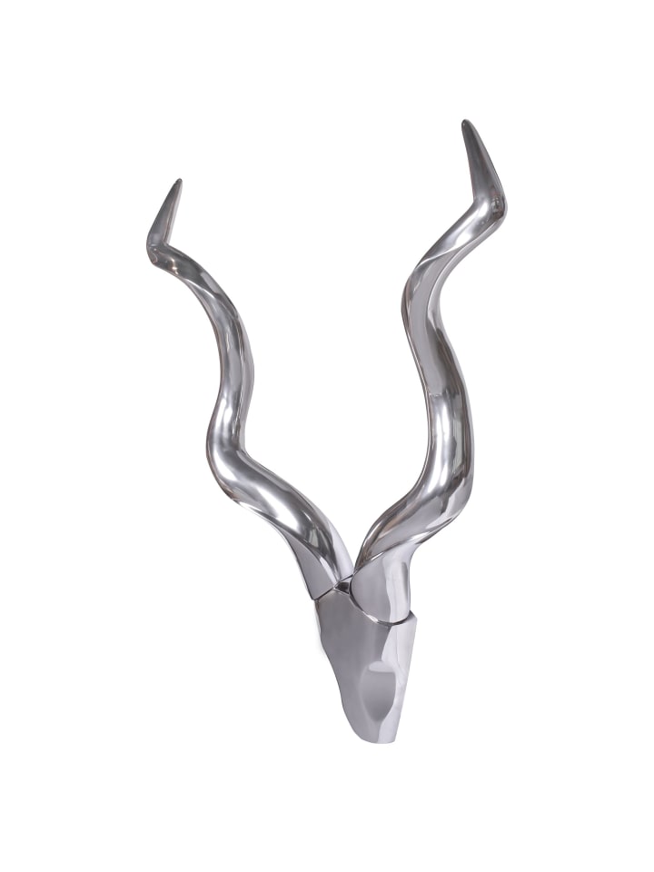KADIMA DESIGN Deko Hirschgeweih L Aluminium Wanddeko 80 cm Landhausstil Silber günstig kaufen onesize