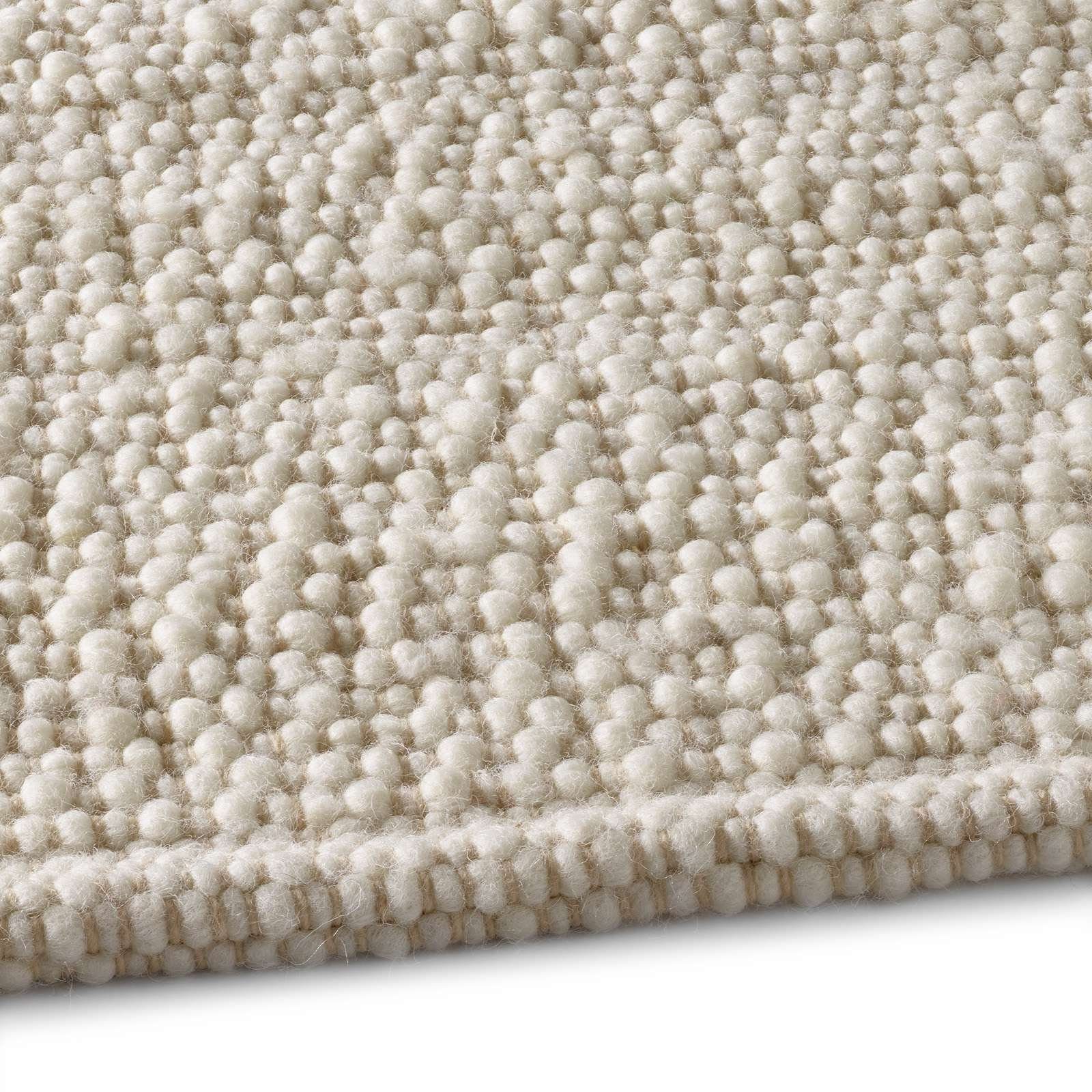 Wollteppich TaraCarpet Handwebteppich Malmoe Fashion, TaraCarpet, rechteckig, Höhe: 10 mm, Handgewebter Teppich weiß Wohnzimmer Schlafzimmer Esszimmer 060X090