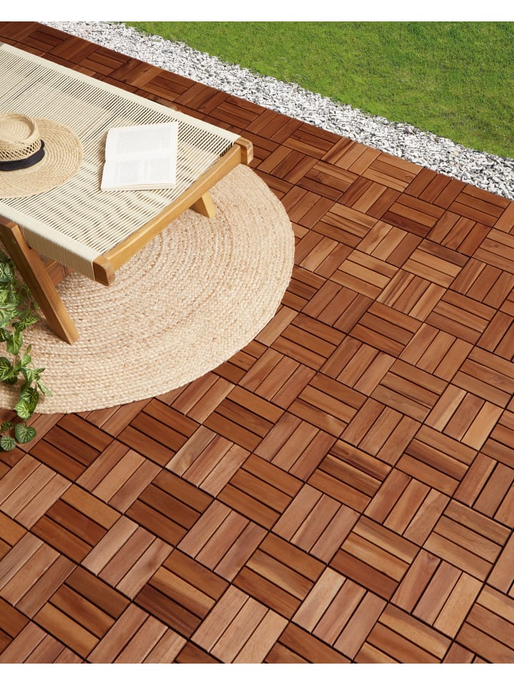 Beliani 10-tlg Outdoor Bodenbelag ACERENZA in Braun günstig kaufen onesize