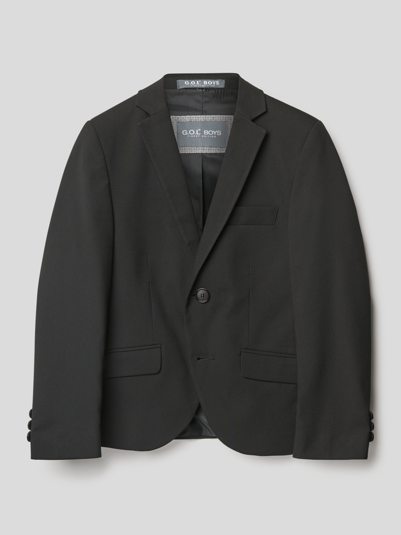 Slim Fit 2-Knopf-Sakko mit paspelierten Pattentaschen in schwarz