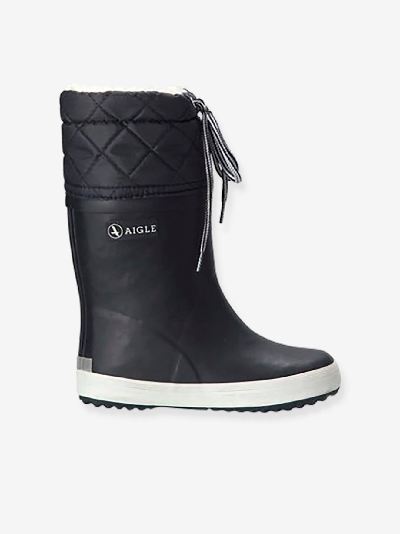 Bottes de pluie fourrées enfant Lolly Pop Giboulée AIGLE® marine blanc