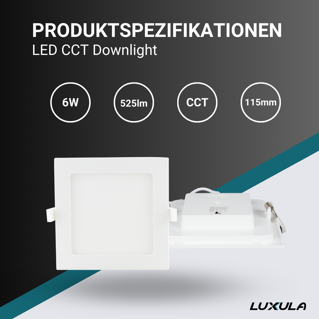LUXULA LED CCT Downlight, 12W, 165x165mm