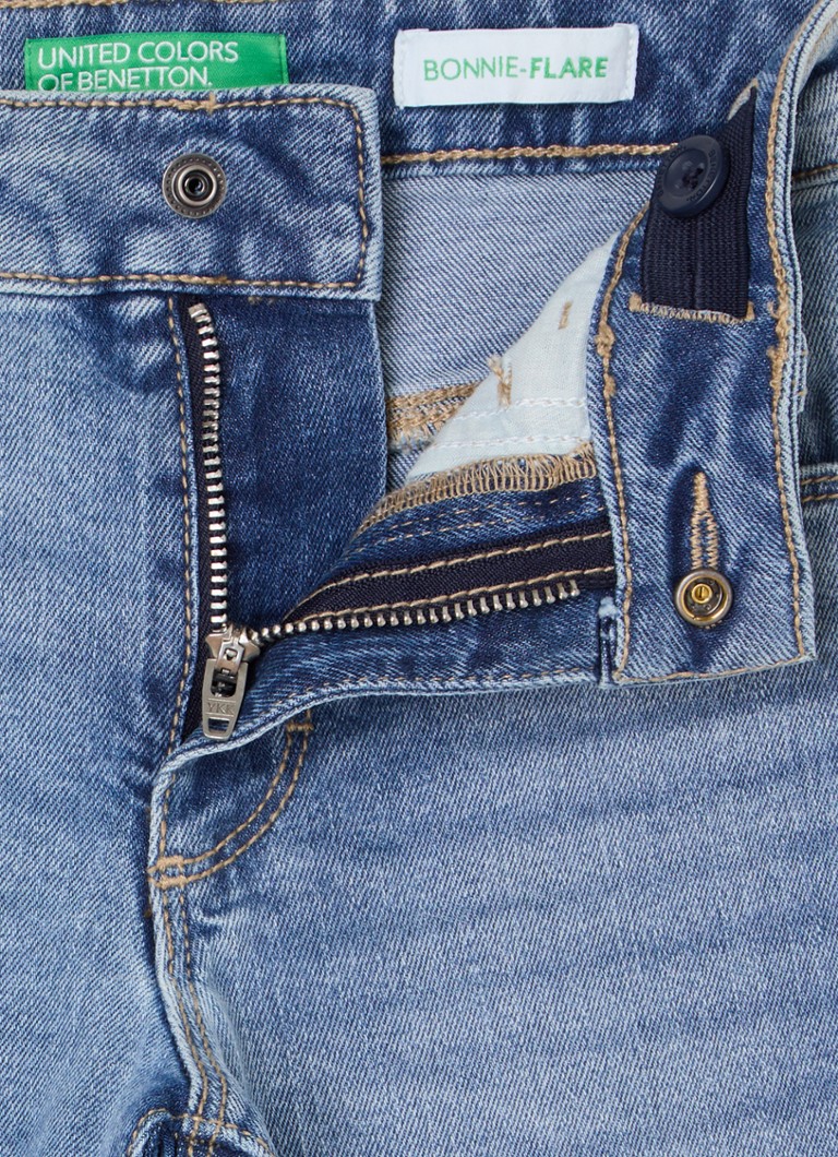 Calça jeans flare de cintura alta Benetton Bonnie com elastano