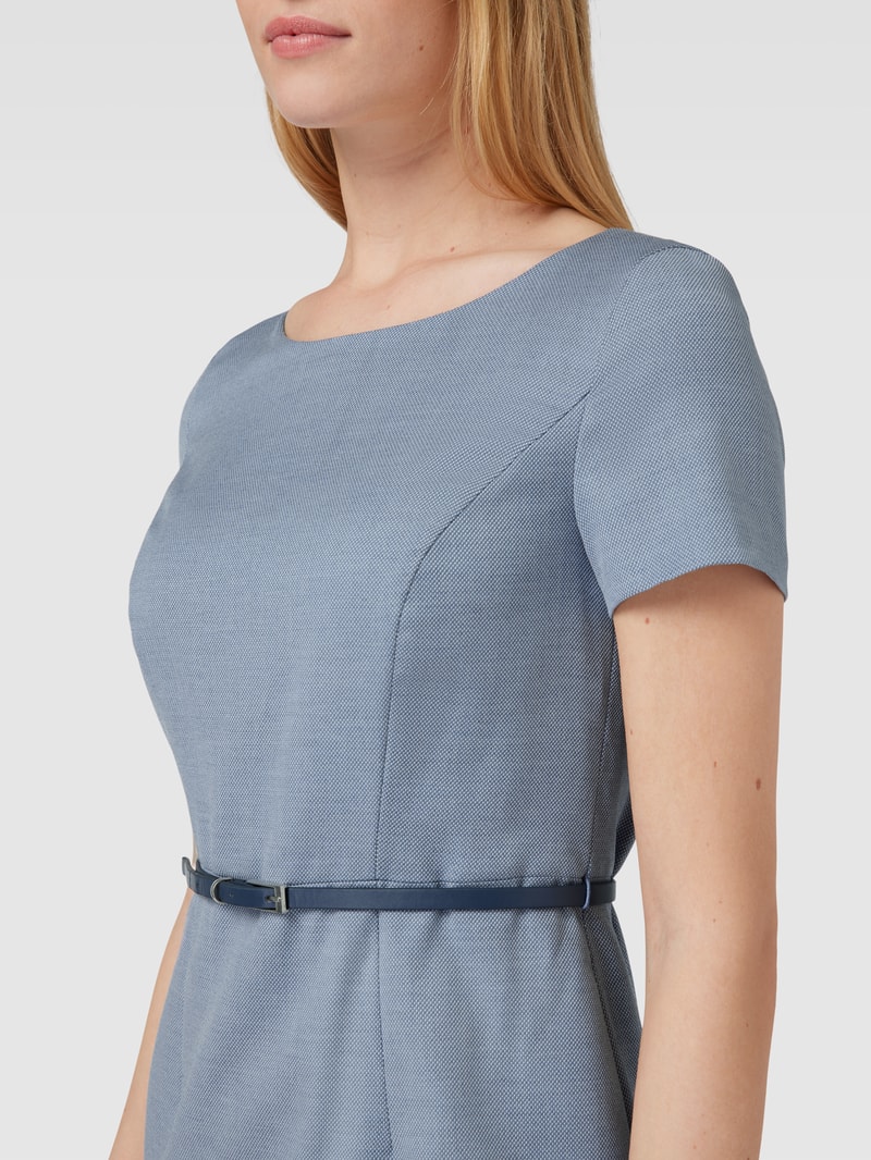 Blusenkleid mit feinem Muster in marineblau meliert