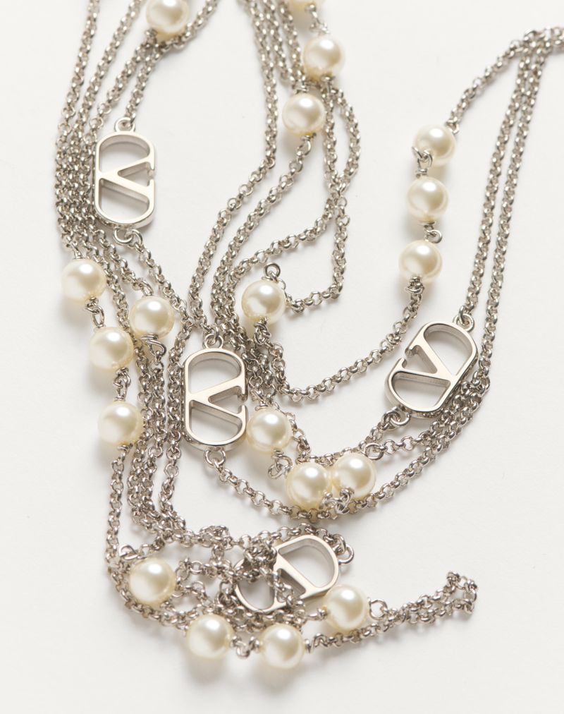 Colar exclusivo VLogo em metal e pérolas Swarovski®