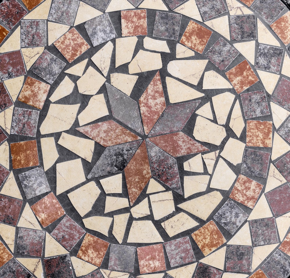 HC Garten & Freizeit Sitzgruppe Mosaik 3 tlg mit Tisch Ø 60 cm & 2 Stühlen MANDALA mehrfarbig