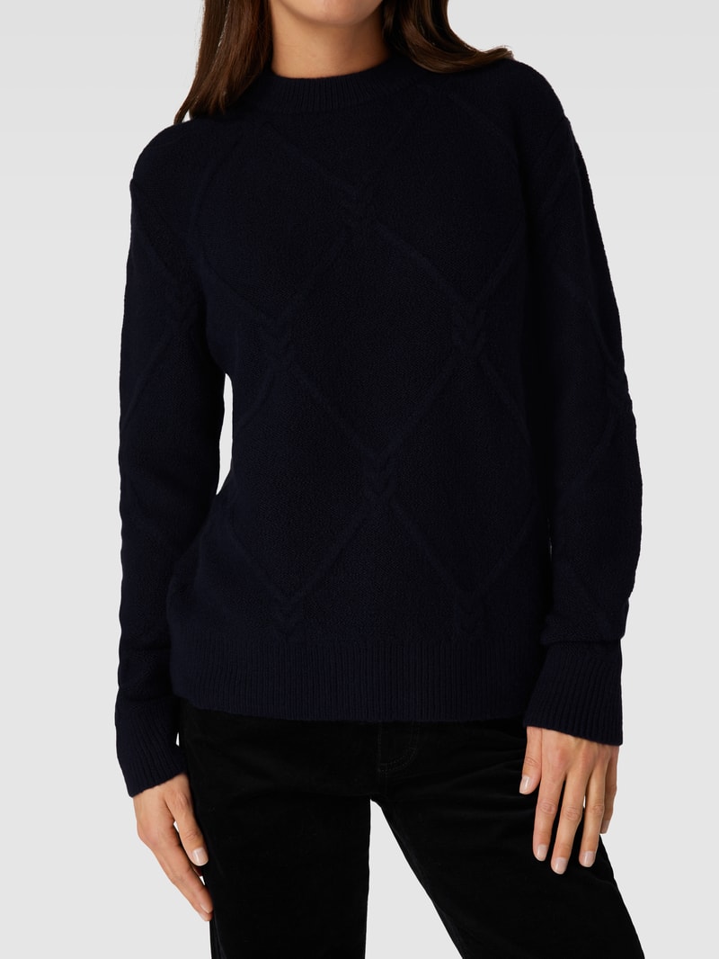 Strickpullover mit Strukturmuster in dunkelblau