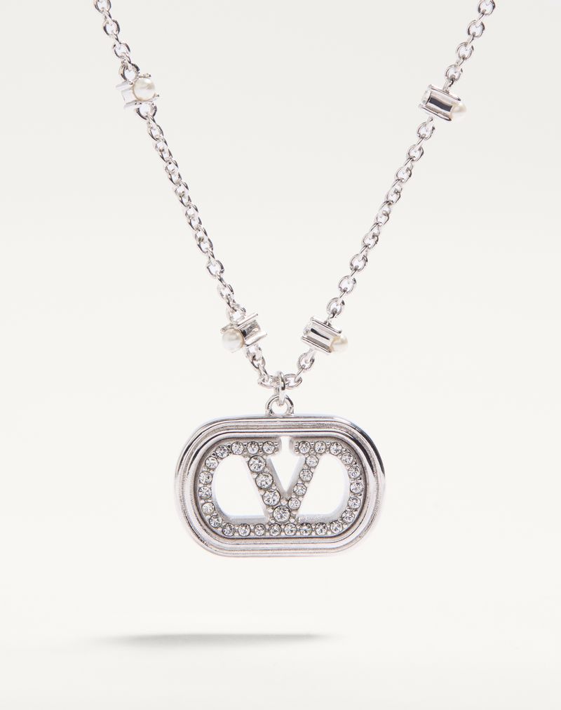 Colar com a assinatura VLogo em metal, pérolas e cristais Swarovski®