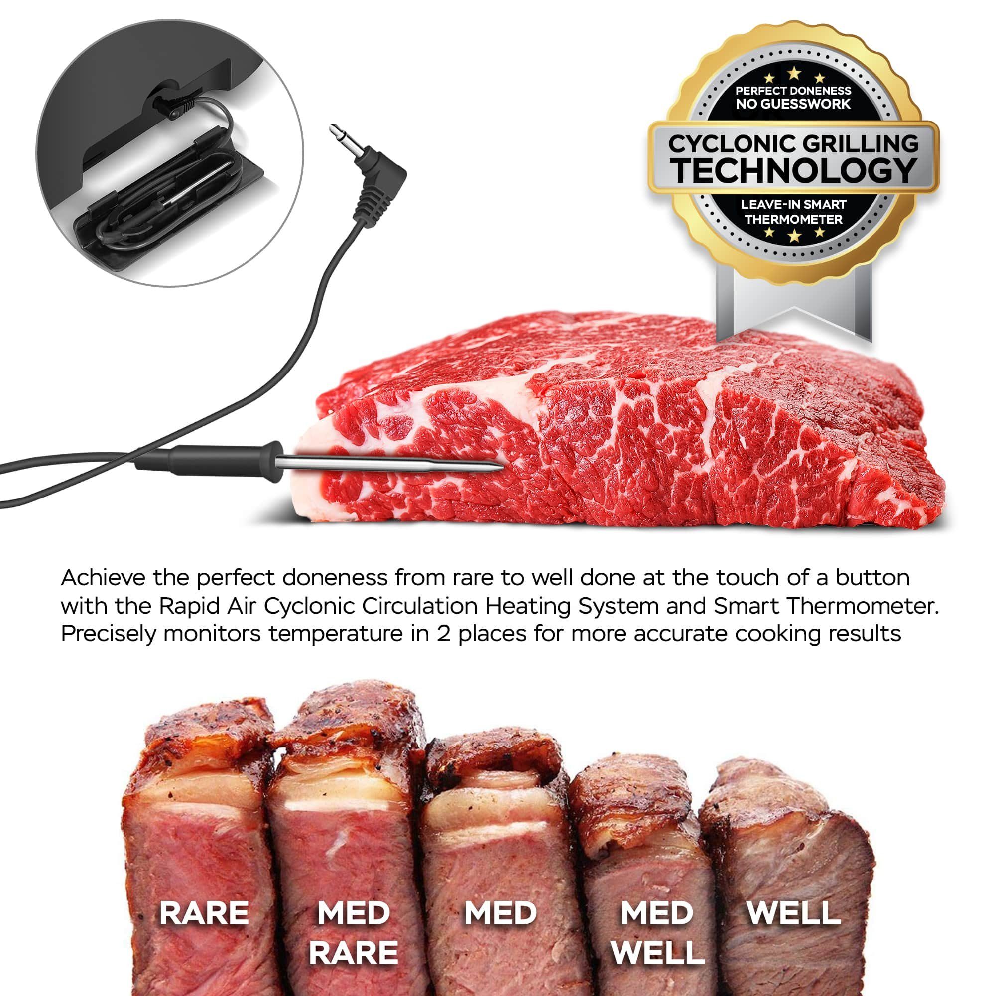 TurboTronic by Z-Line Heißluftfritteuse bis 260°C Food Grill mit digitalem Temperaturfühler 6,5 L Volumen, 1800 W, Tischgrill mit Crisper Plate Steakgrill