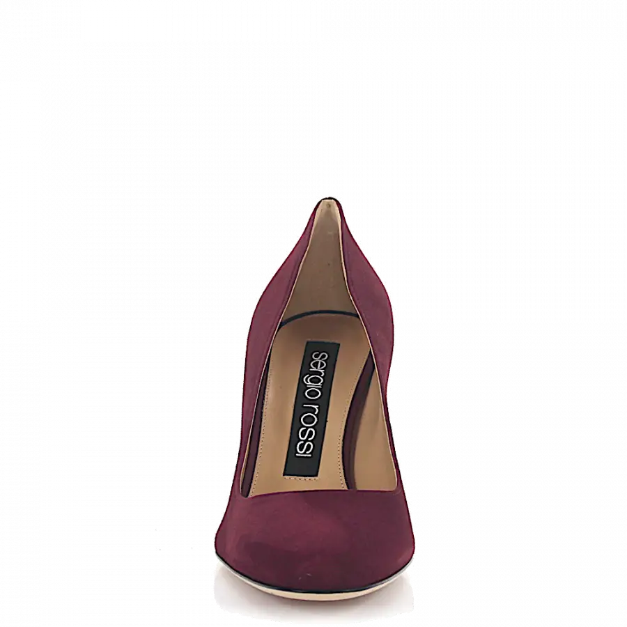 Sergio Rossi - Pumps Kalbsleder Veloursleder bordeaux - rot