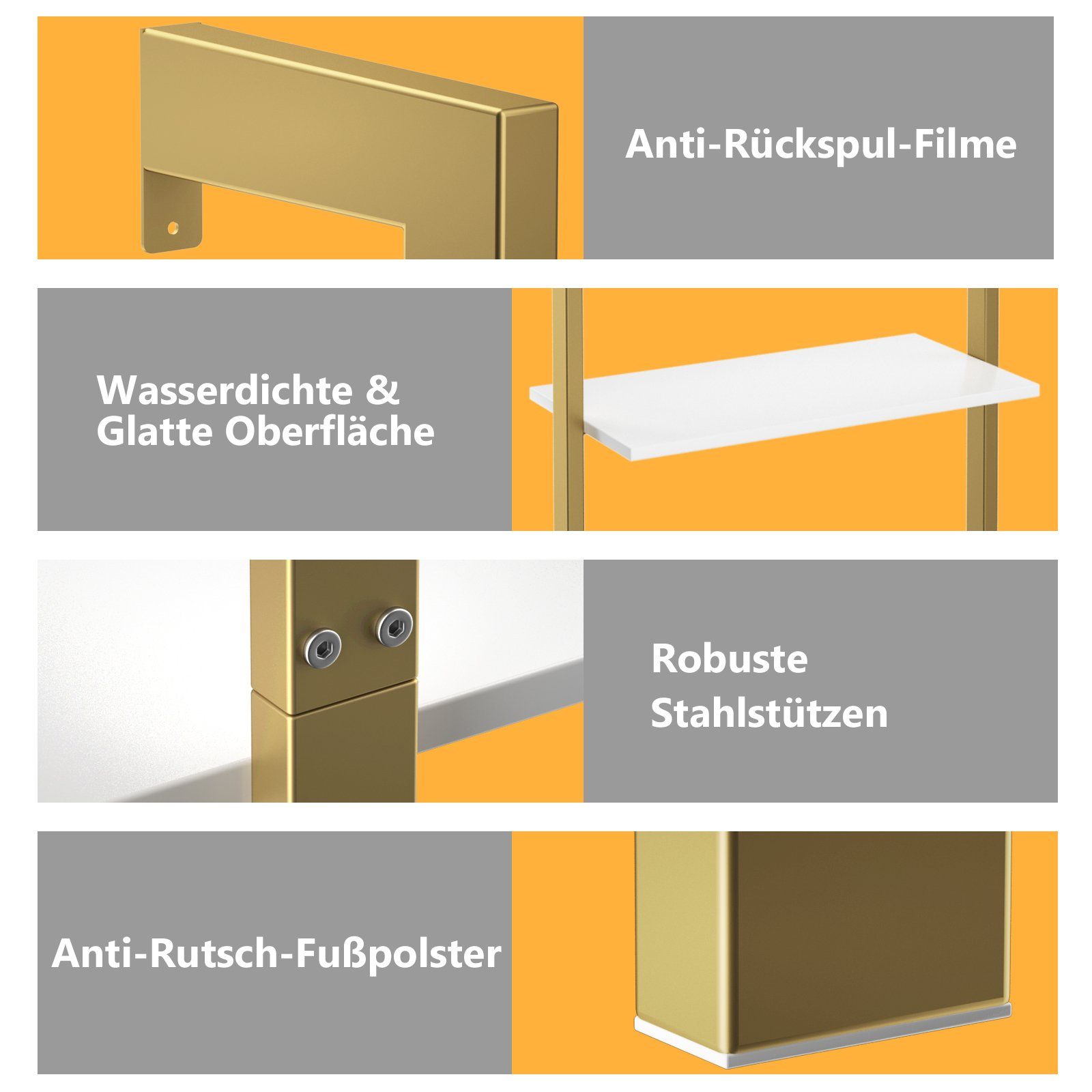 COSTWAY Leiterregal Bücherregal, 5-stufig, mit Metallrahmen, 183 cm