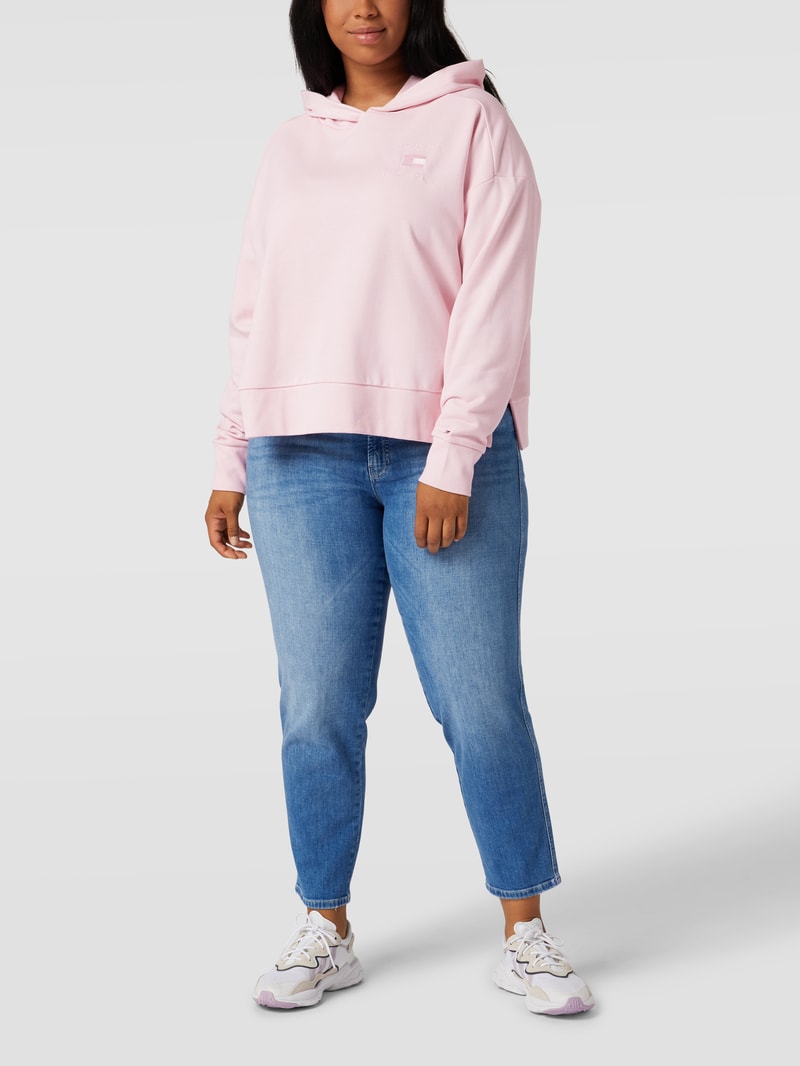 PLUS SIZE Hoodie mit Label-Stitching in hellrosa