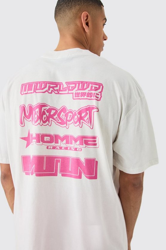 Oversize T-Shirt mit Moto Print