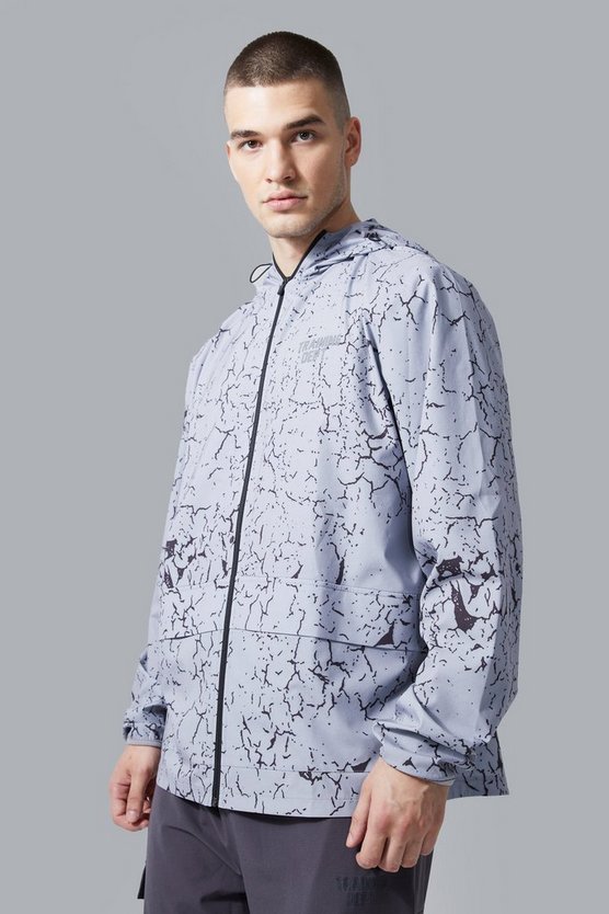 Tall Active Trainings Dept Windbreaker mit Marmor-Print