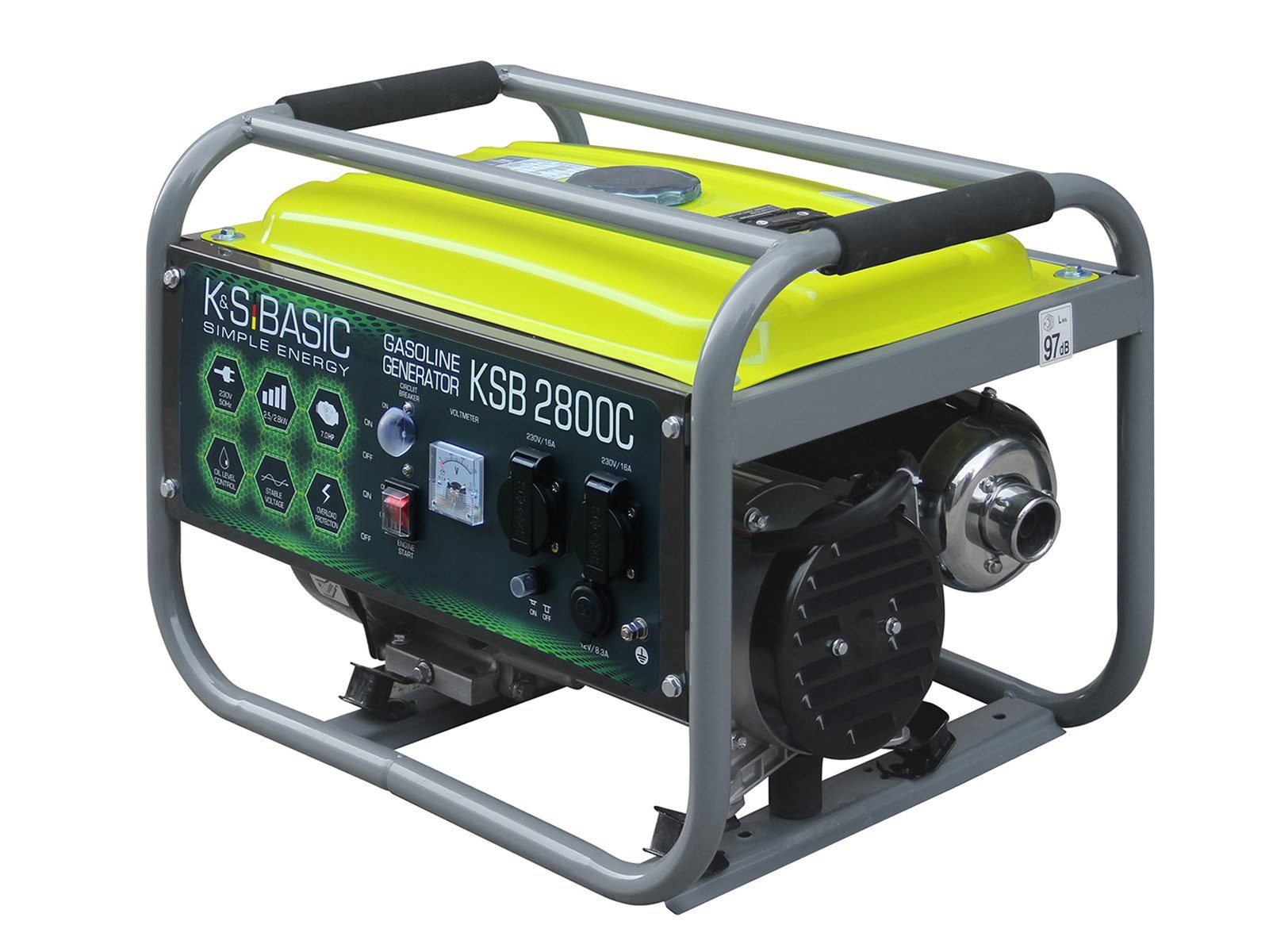 Könner & Söhnen Stromerzeuger KSB 2800C, 2,80 in kW, (7 PS 4-Takt Benzinmotor, Kupfer Alternator, 1-tlg), 16A, 230V Generator, für den Heim- und Freizeitbedar