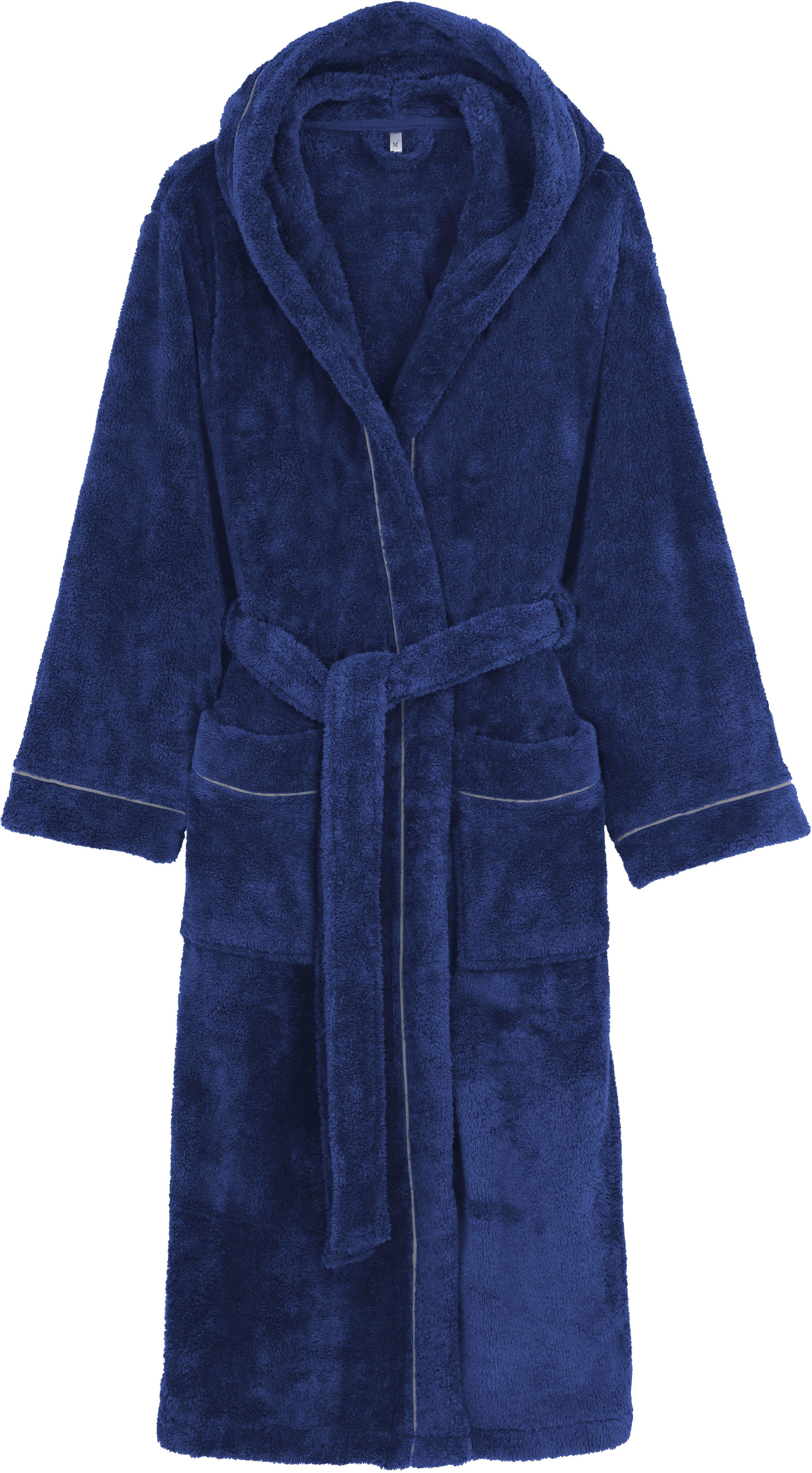 my home Unisex-Bademantel Lillou, Langform, Microfaser, Kapuze, Gürtel, weiche und kuschelige Qualität, für Damen und Herren, XS-3XL