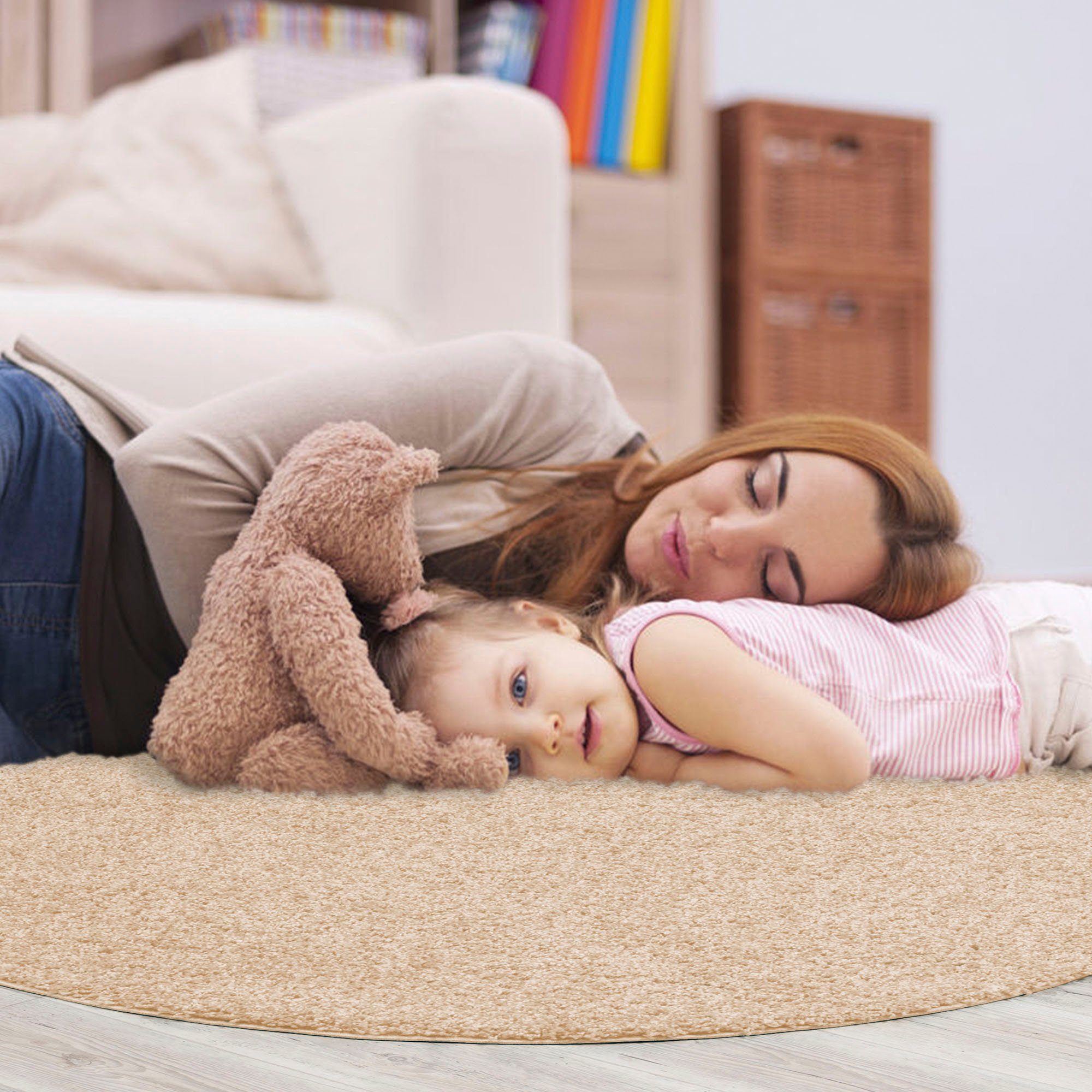 Hochflor-Teppich LOCA, Sanat, rund, Höhe: 30 mm, Wohnzimmer, Langflor, Shaggy, Schlafzimmer