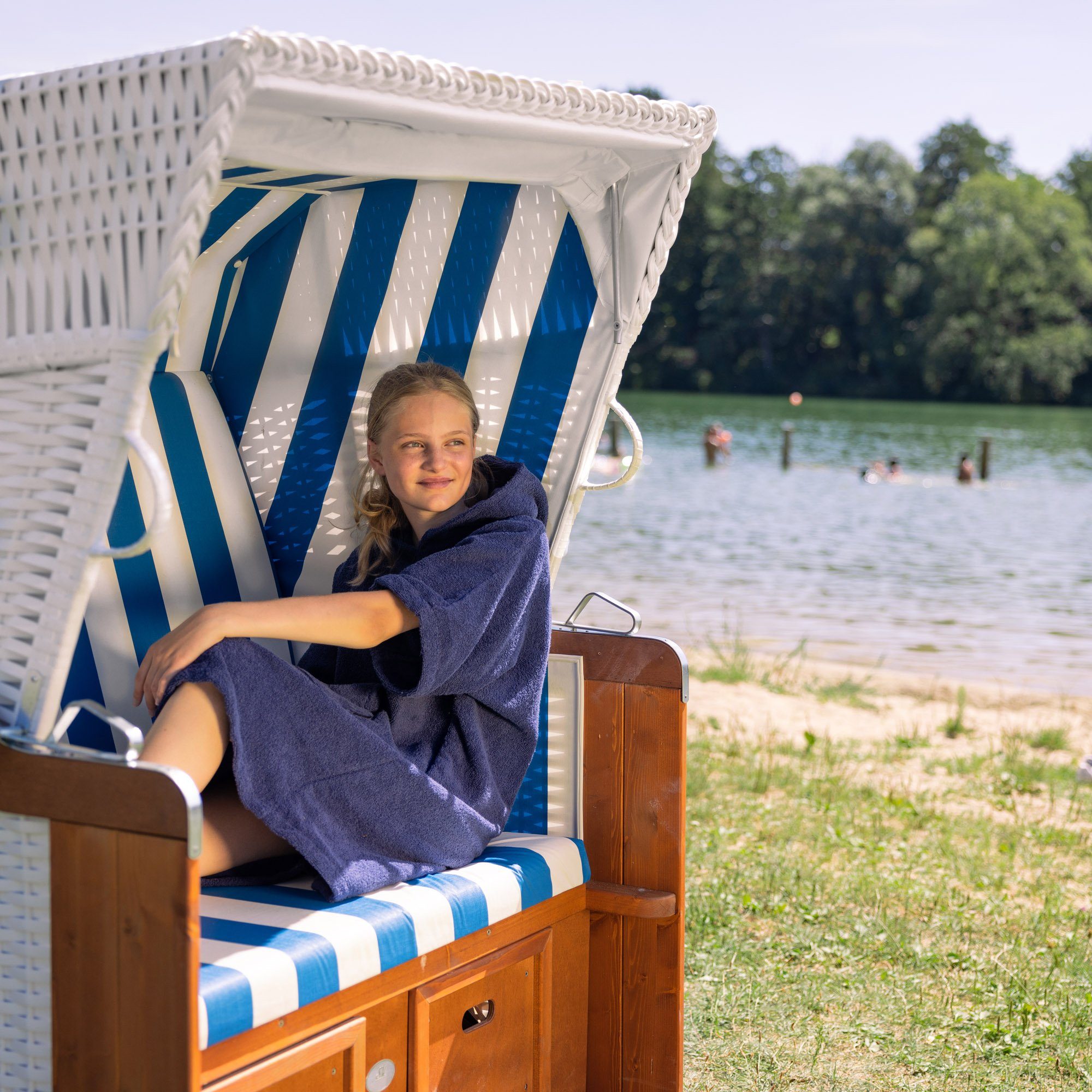 HOMELEVEL Bademantel Kinder Badeponcho aus Baumwolle mit Kapuze - Bademantel unisex, Baumwolle