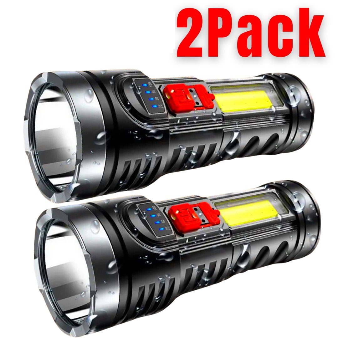 meeteu Taschenlampe Taschenlampe LED USB Wiederaufladbar Taktisches Fackel (mit Akku, 1-St., 2er-Pack)