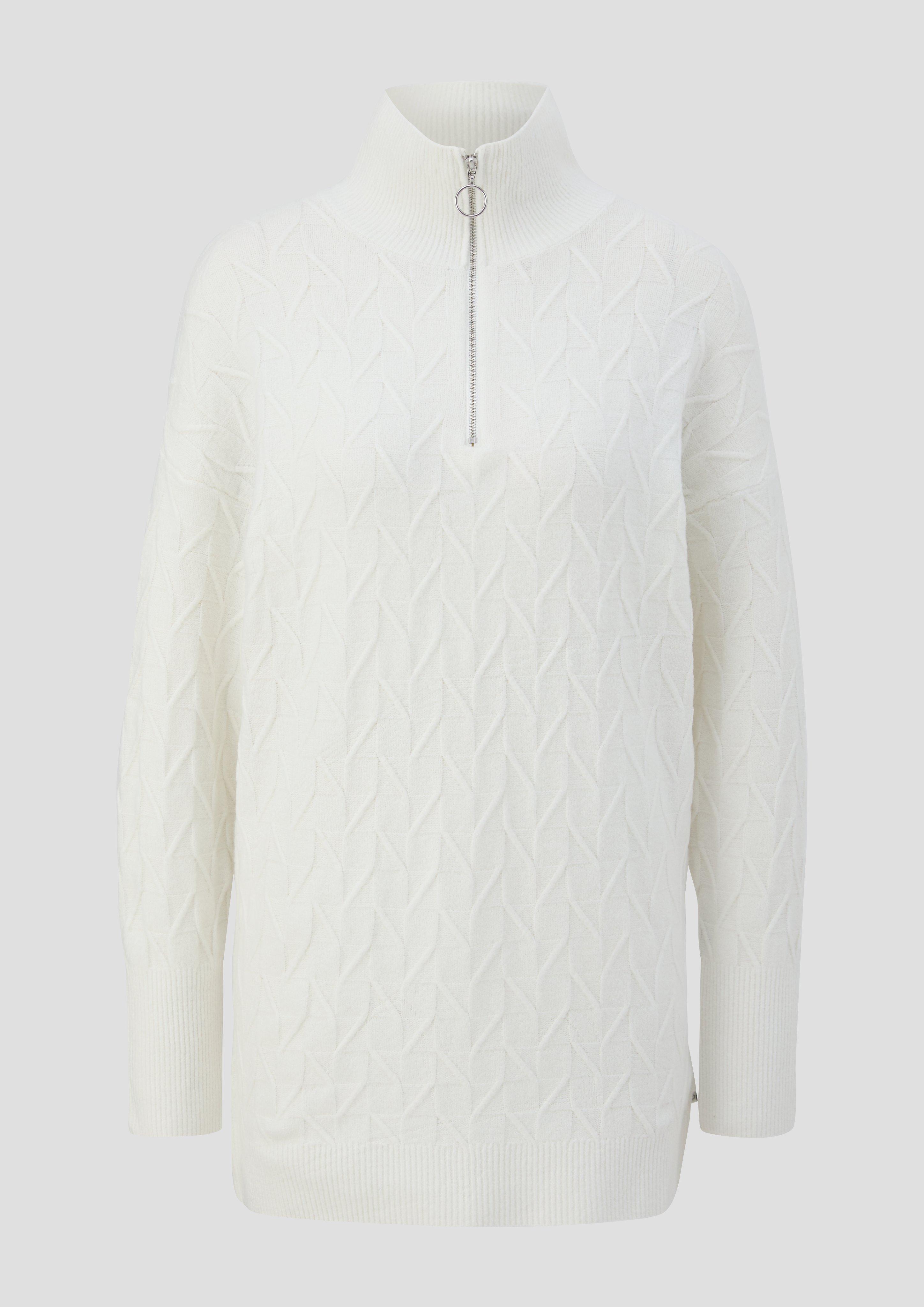 Langer Troyer mit Strickmuster  2138145-0200