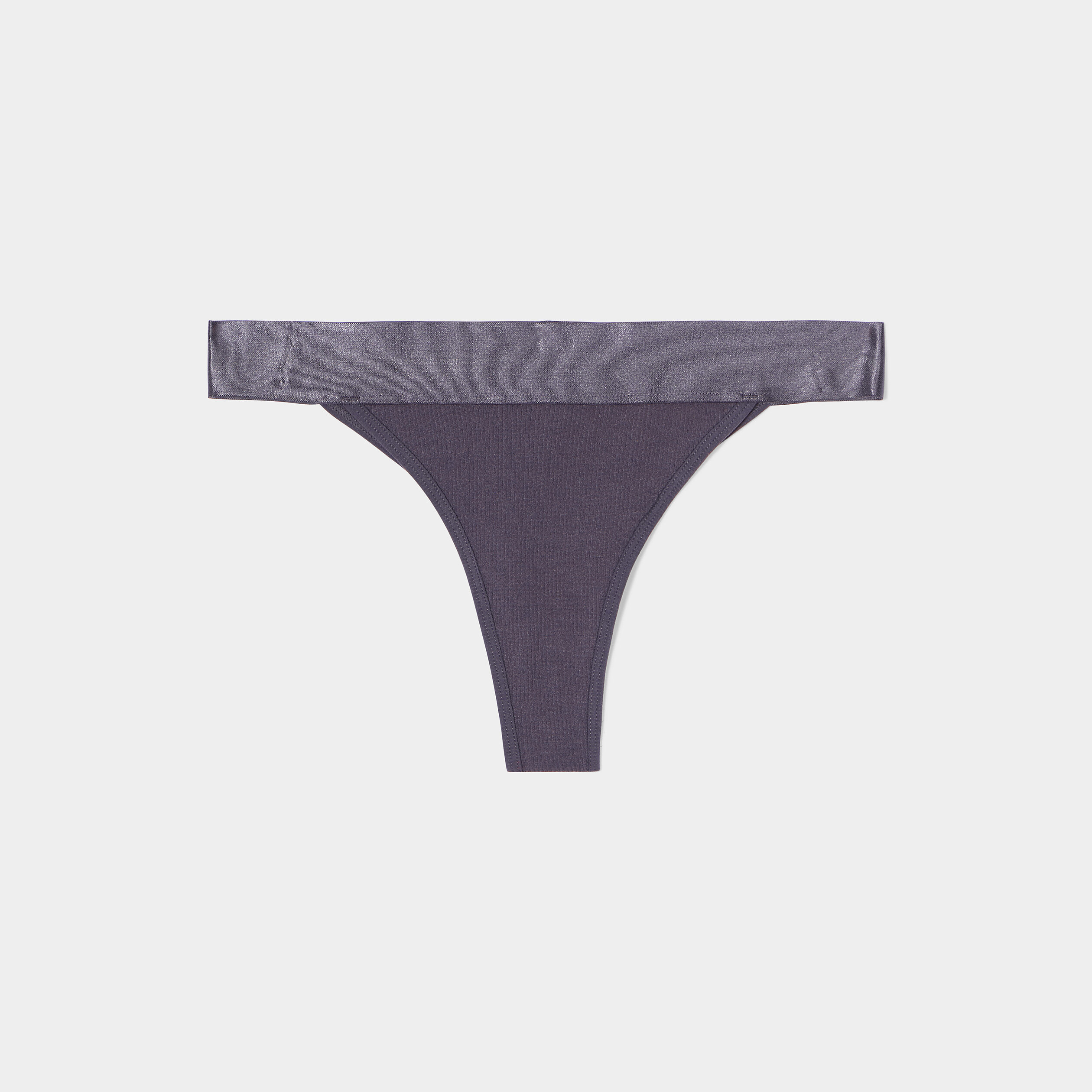 Tanga côtelé gris foncé femme | La Halle