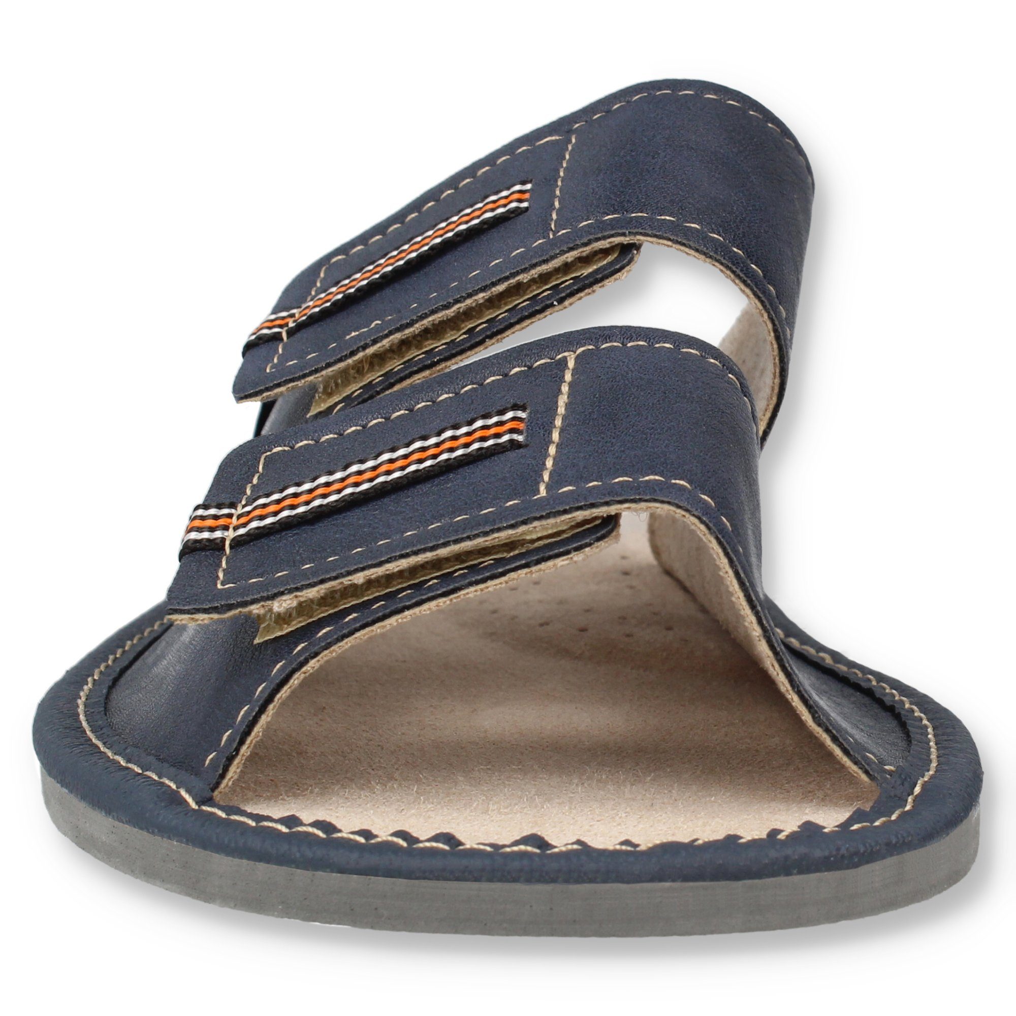 filsko Elegante Pantoffeln Slipper für Herren Hausschuh mit Klettverschluss