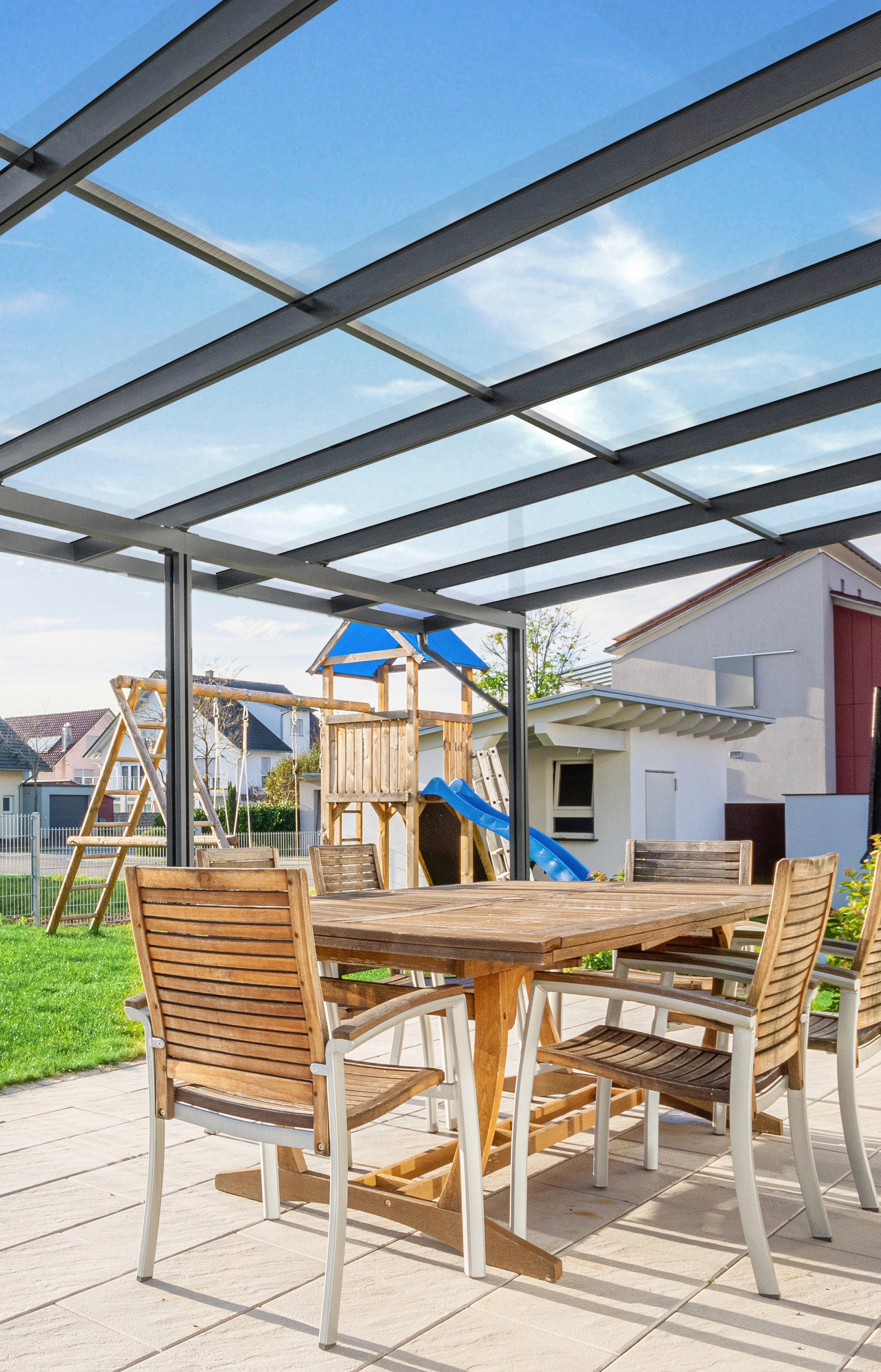 GUTTA Terrassendach Premium, BxT: 1014x406 cm, Bedachung Dachplatten, BxT: 1014x406 cm, Dach Sicherheitsglas klar