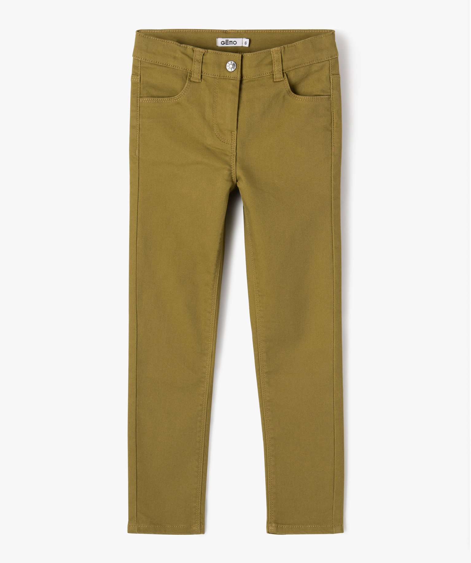Pantalon stretch coupe Slim uni fille vert | GEMO