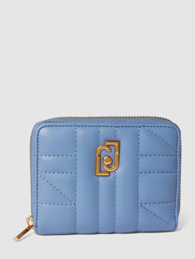 Portemonnaie mit Steppnähten in hellblau
