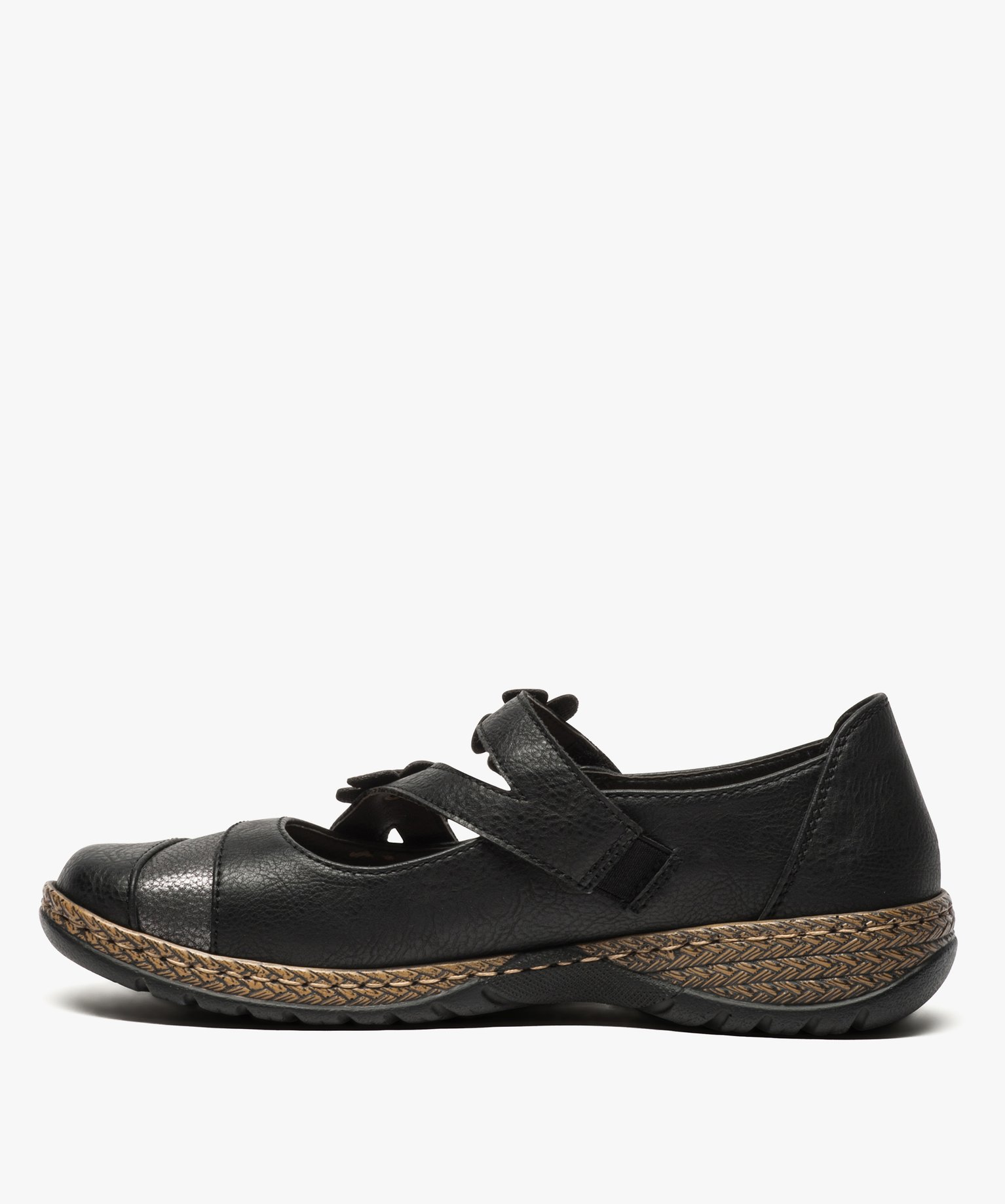 Babies femme confort avec brides scratch à fleur noir | GEMO