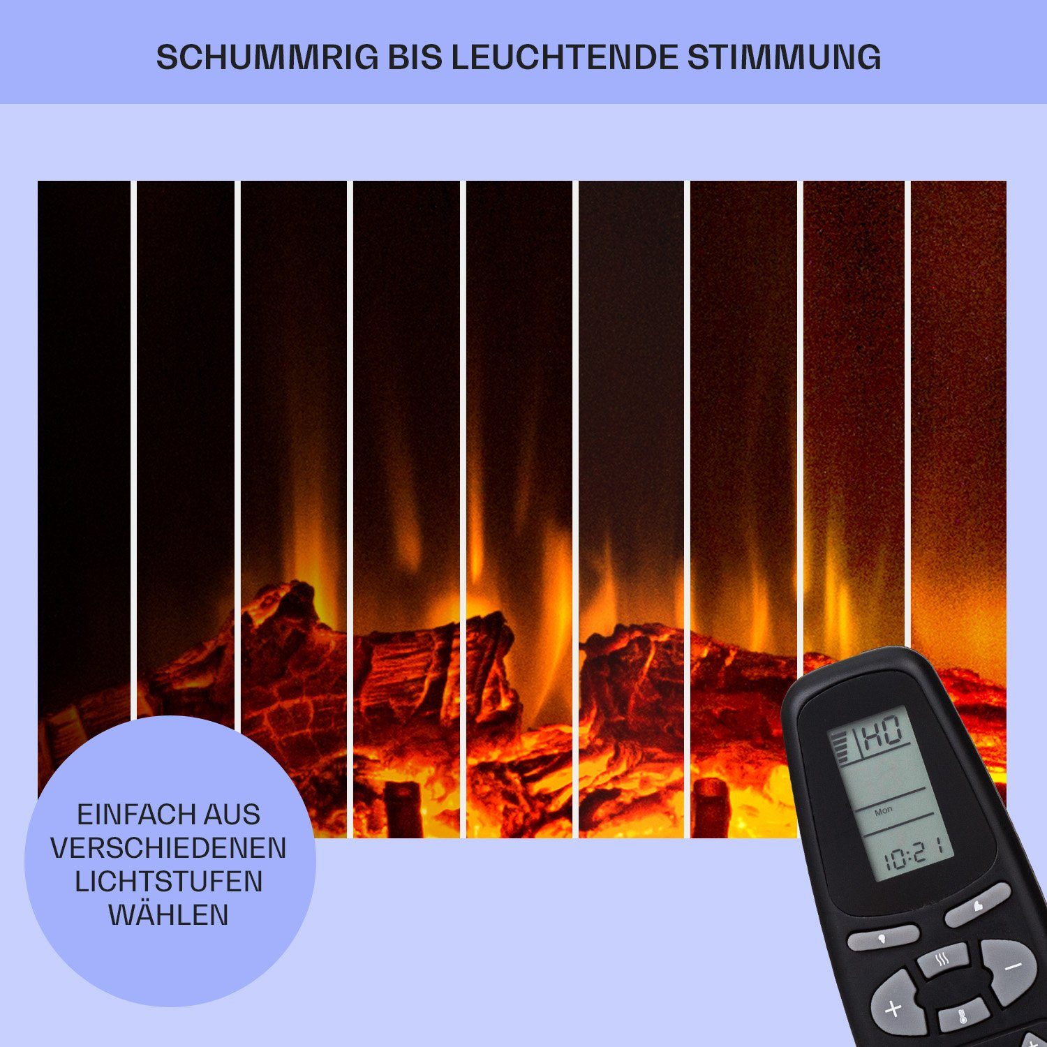 Klarstein Elektrokamin LasPilas Elektrokamin, elektrischer Kaminofen mit Heizung LED-Beleuchtung, Timer, Thermostat