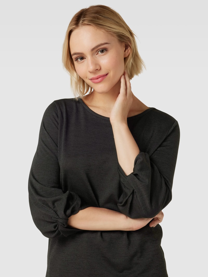 Longsleeve aus Viskose-Mix mit Rundhalsausschnitt in schwarz