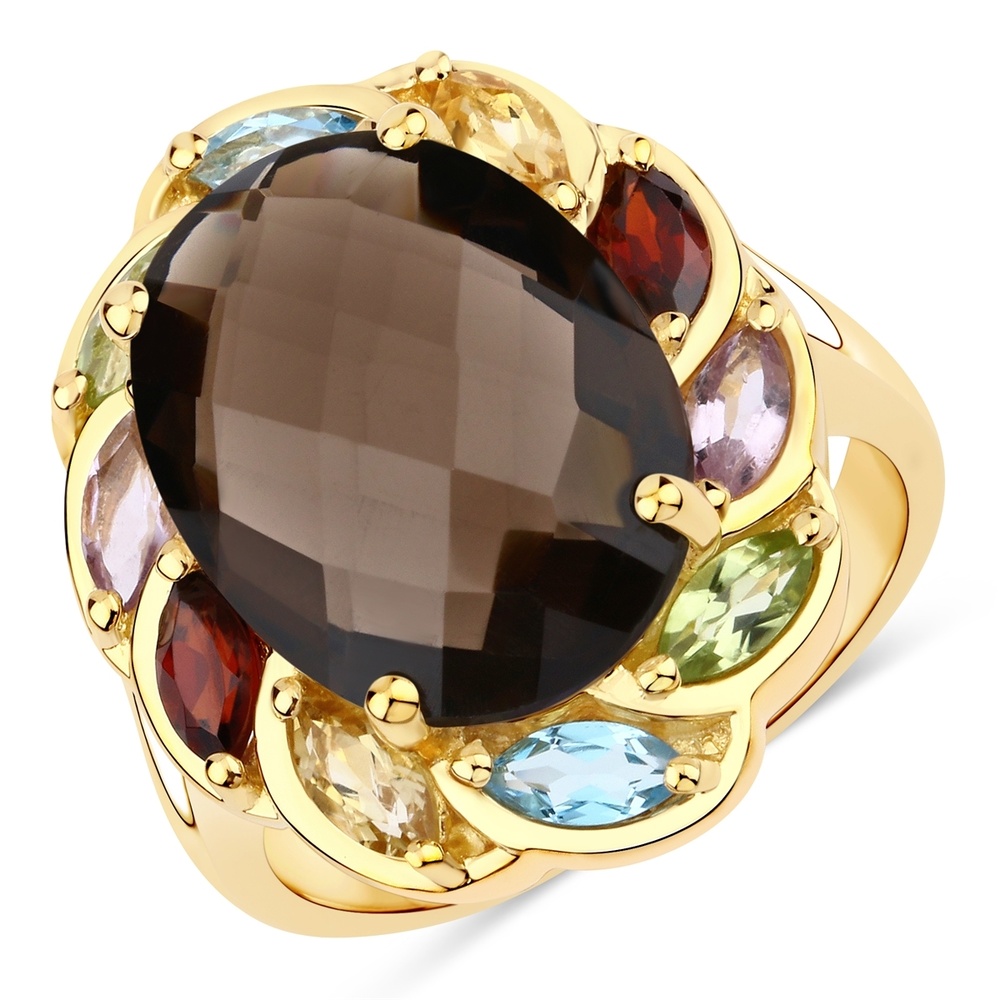 Rafaela Donata Bague Argent sterling Quartz fumé en Or jaune Bague