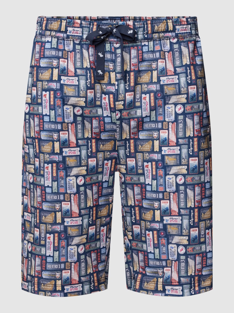 Bermudas mit Allover-Muster in blau
