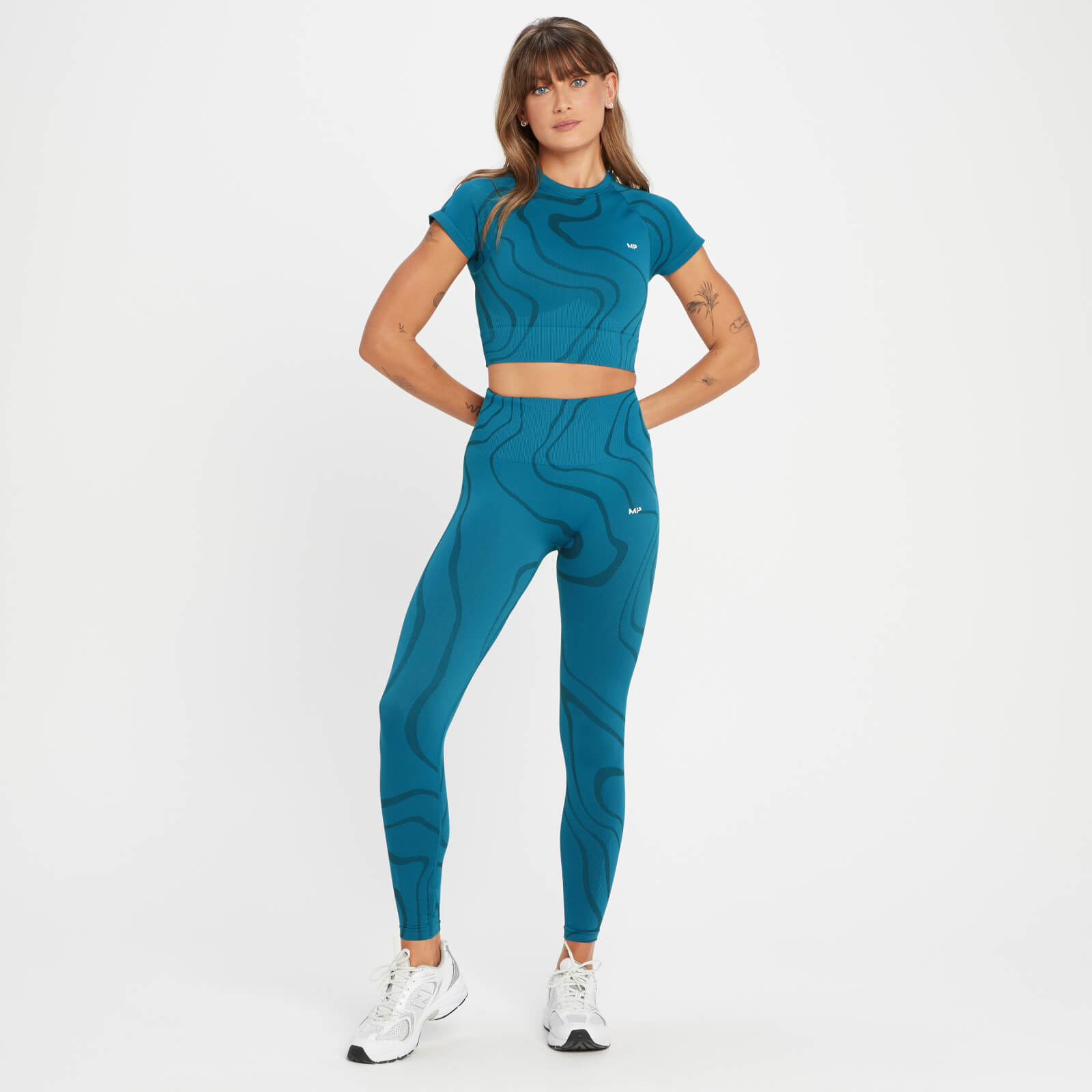 Crop top sans coutures MP Tempo Wave pour femmes – Bleu sarcelle