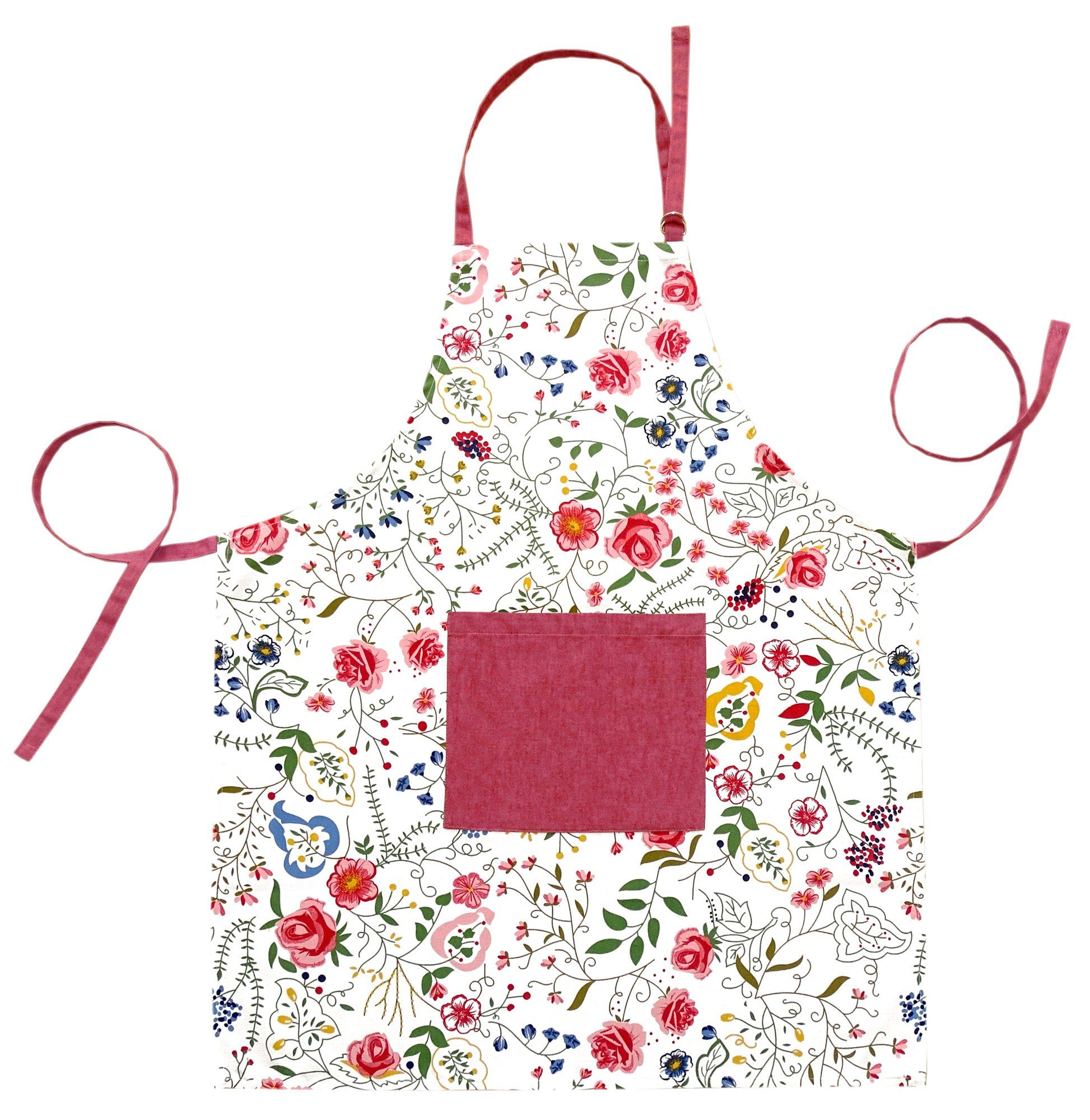 Lashuma Kochschürze Blumenranke, Damenschürze 80x65 cm, Bedruckte Grillschürze