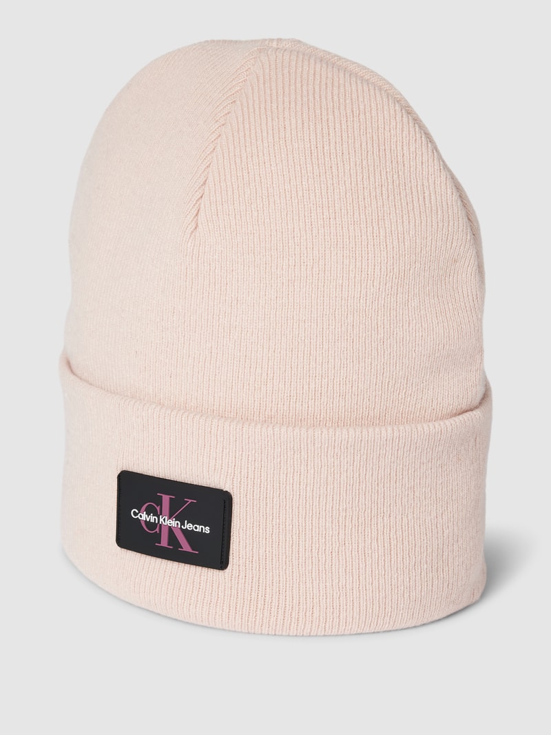 Beanie mit Label-Patch in pink