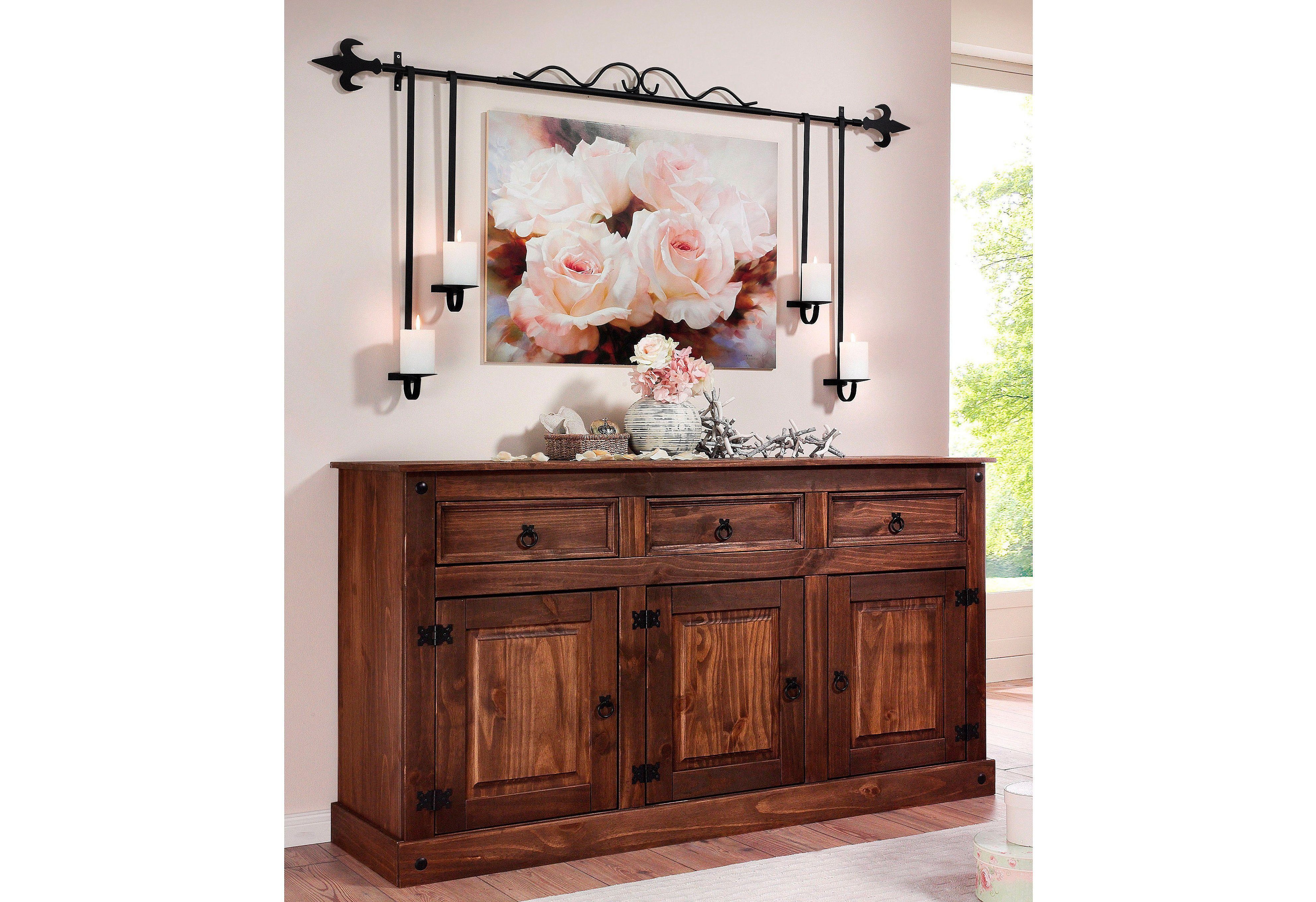 Home affaire Sideboard Mexiko, aus massivem Kiefernholz, viele Stauraummöglichkeiten, Breite 151 cm