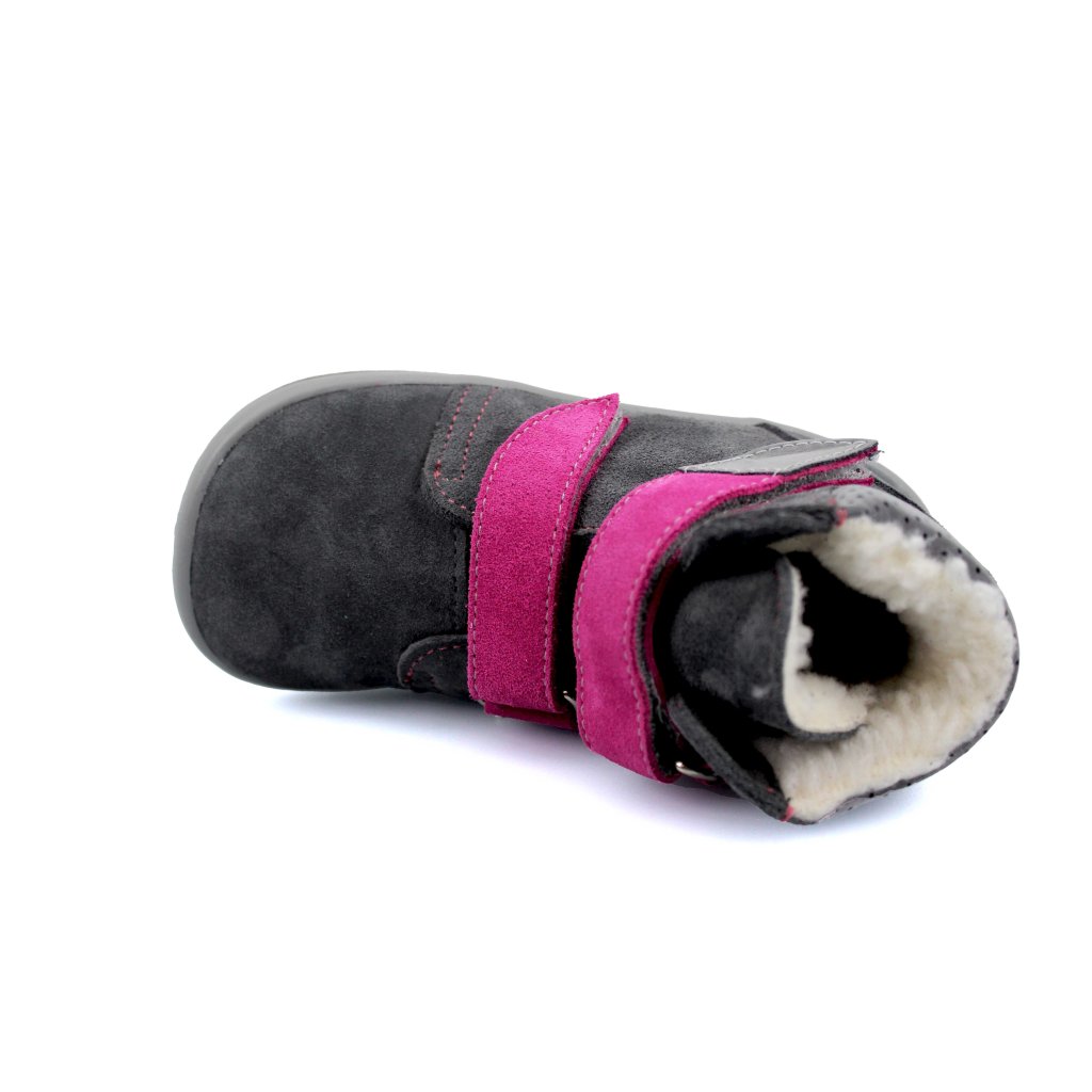 Beda Isabel mit Membran und Hinterkappe (BF 0004/W/MK/OP) graue Winter-Barfußstiefeletten