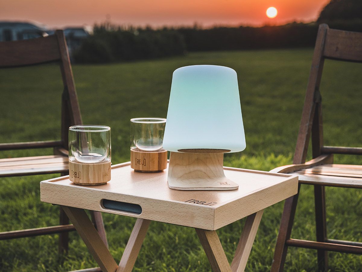 Rebel Outdoor sandfarben Hocker mit Tablett