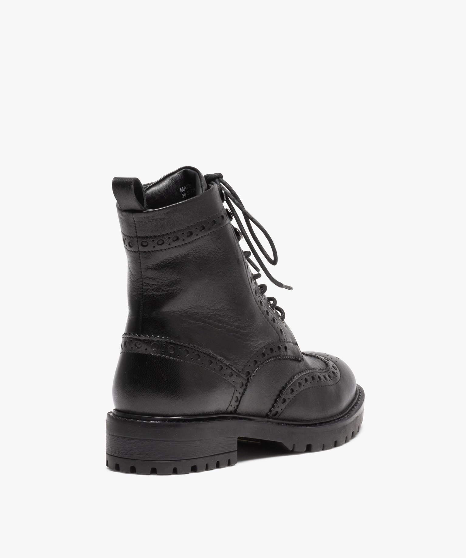 Boots femme dessus en cuir uni à bout fleuri noir | GEMO