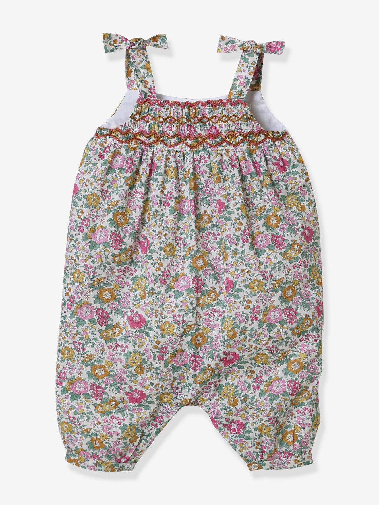 Salopette bébé en tissu Liberty CYRILLUS écru
