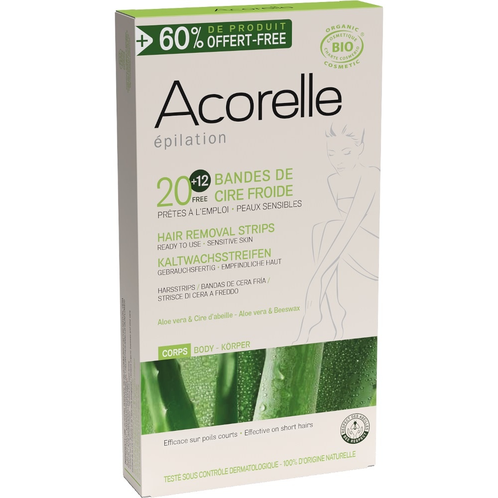 acorelle Pack Edition Limitée - Bandes de Cire Froide Corps x32* (+60 % offert) Bandes de cire froide