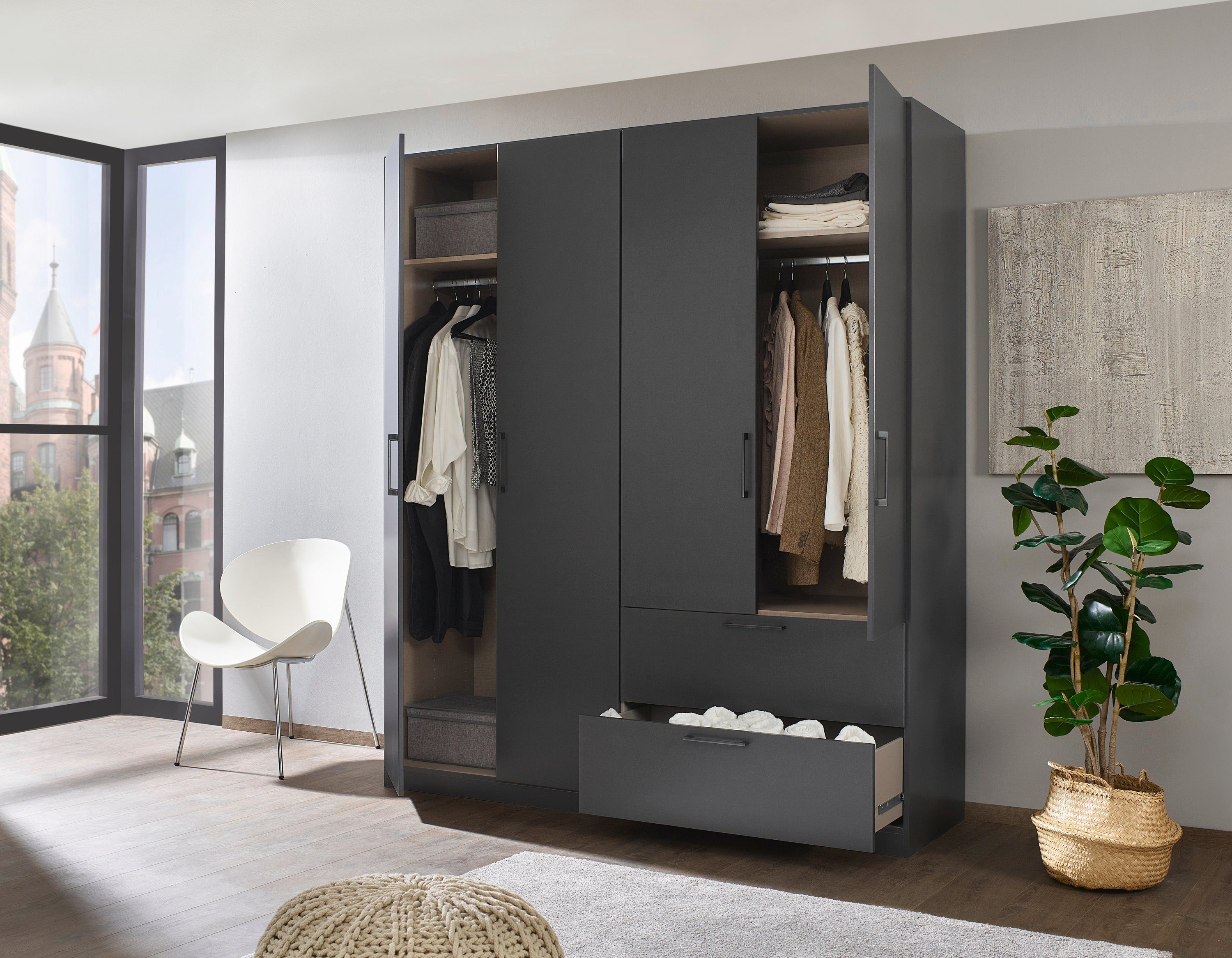 rauch Schlafzimmer-Set Challenger, Schrank in 2 Breiten, Bett in 3 Breiten und 2 Nachttische
