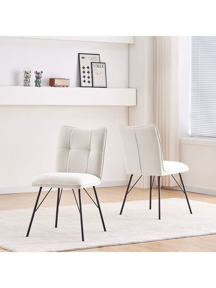 B&D Home 2er-Set: Esszimmerstuhl NELE in Creme - (B)49 x (H)85 x (T)61,5 cm günstig kaufen onesize