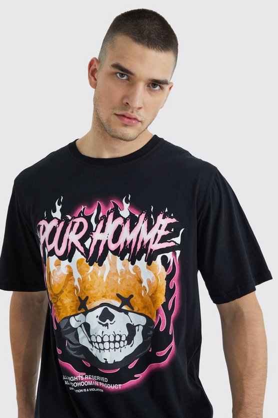 Tall T-Shirt mit Homme Bear Print