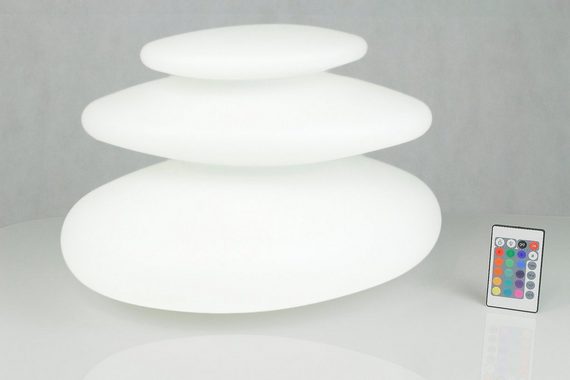 Arnusa Kugelleuchte Flatstones mobile Lampe, Dimmfunktion, LED fest integriert, 16 Leuchtfarben per Fernbedienung wählbar, mit Fernbedienung und Farbwechsel, Akku-Funktion