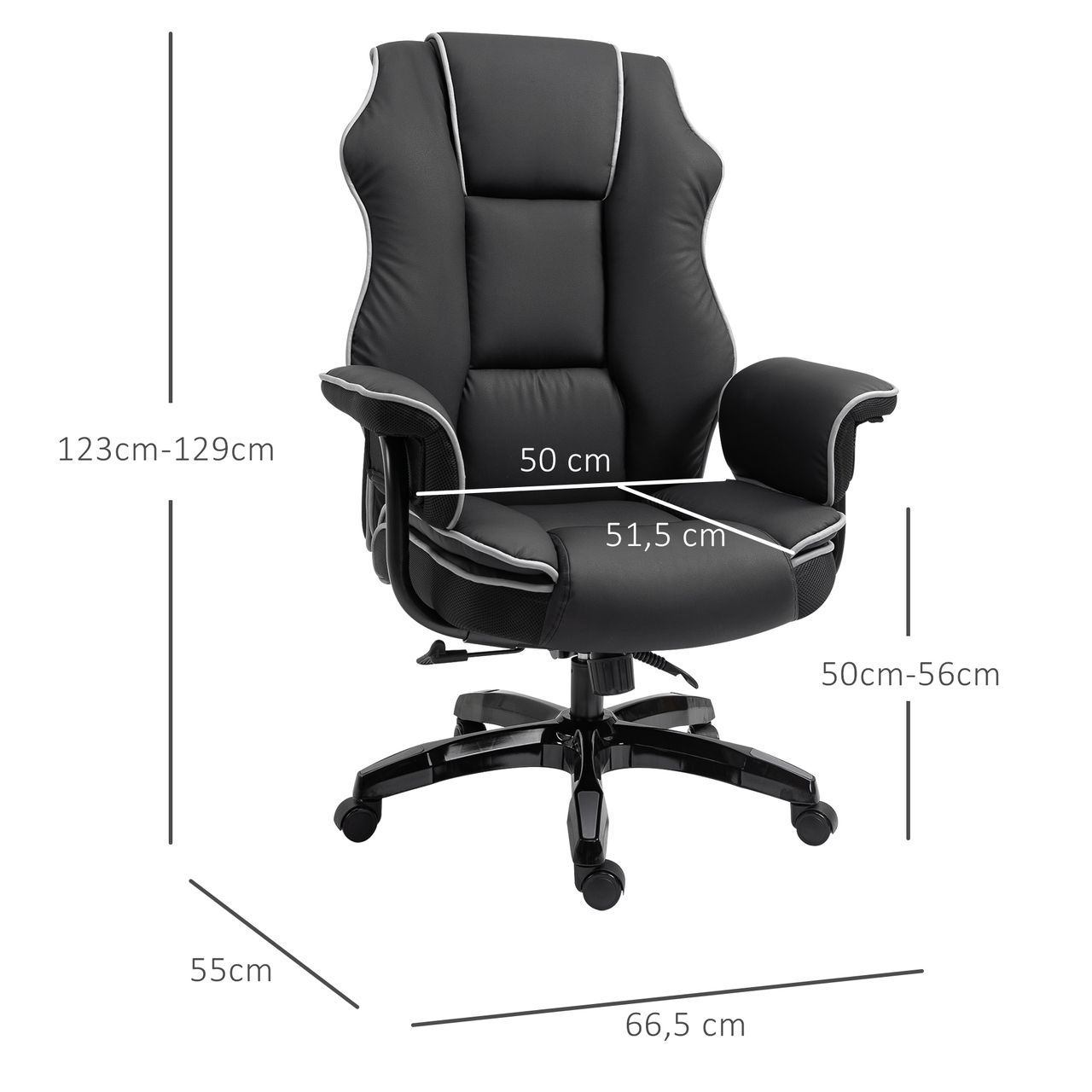 Vinsetto Ergonomischer Bürostuhl mit Wippfunktion Drehstuhl höhenverstellbar